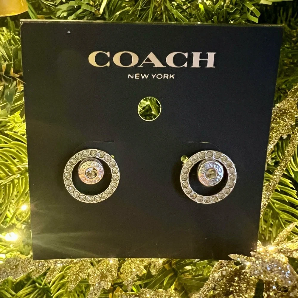 Coach Open Circle Halo Stud Earrings with bag NWT - Picture 1 of 3